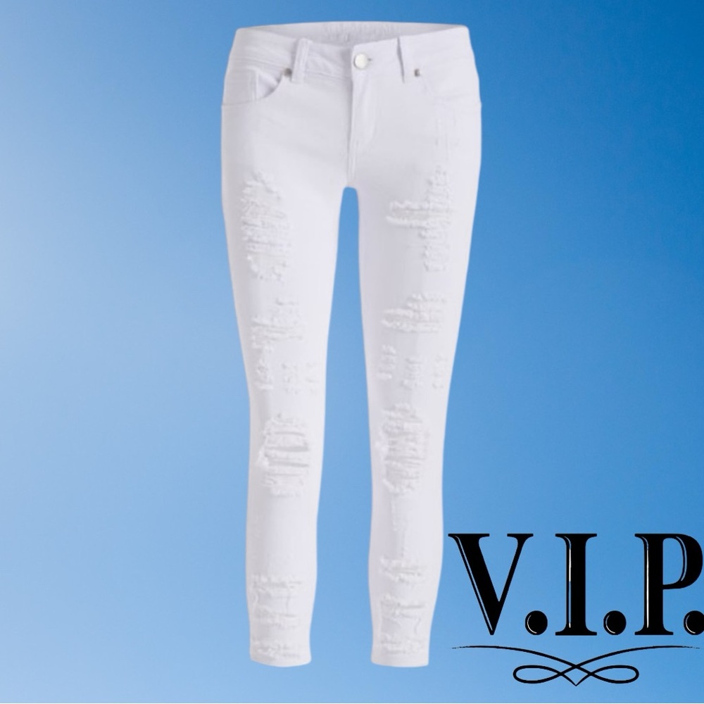 VIP Jeans | White Distressed Skinny Jeans